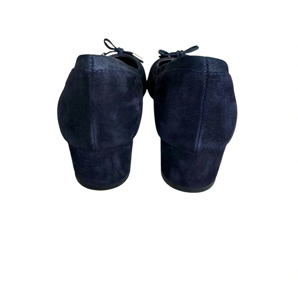 AGL Suede Shoes Navy Chunky Heel